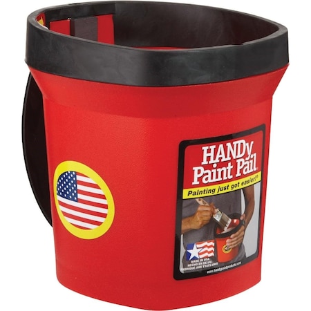 Handy Paint Pail 1 Qt. Red Painter's Bucket w/Adjustable Strap And Magnetic Brush Holder 2500